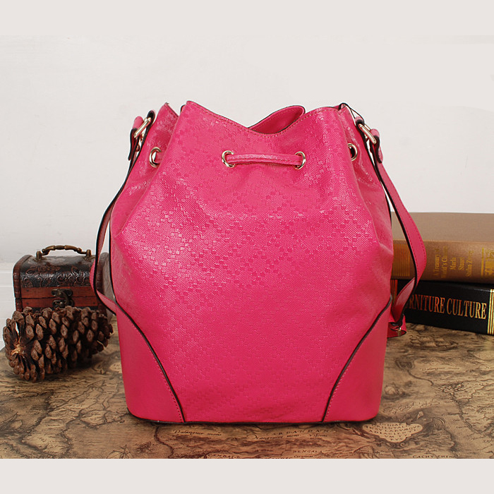 2015 gucci Bright diamante leather bucket bag in Rose