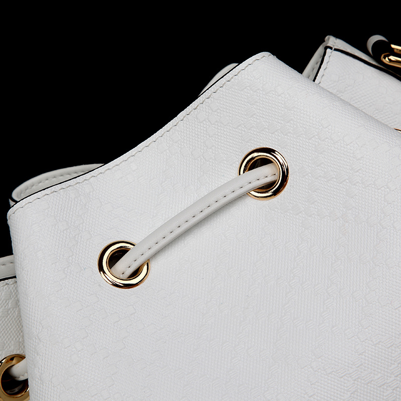 2015 gucci Bright diamante leather bucket bag in white