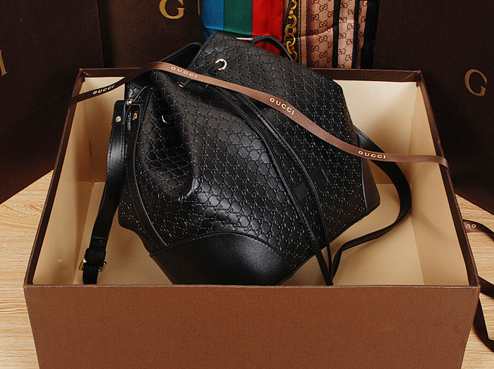 2015 gucci soft leather bucket bag in Black