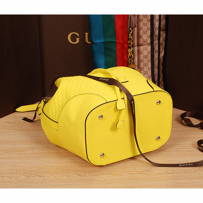 2015 gucci soft leather bucket bag in Yellow