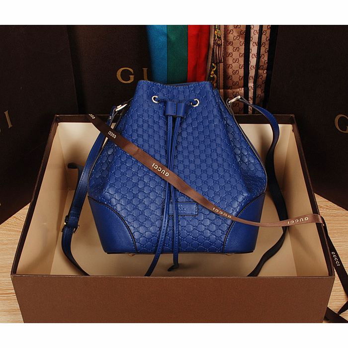 2015 gucci soft leather bucket bag in blue