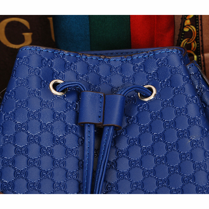 2015 gucci soft leather bucket bag in blue