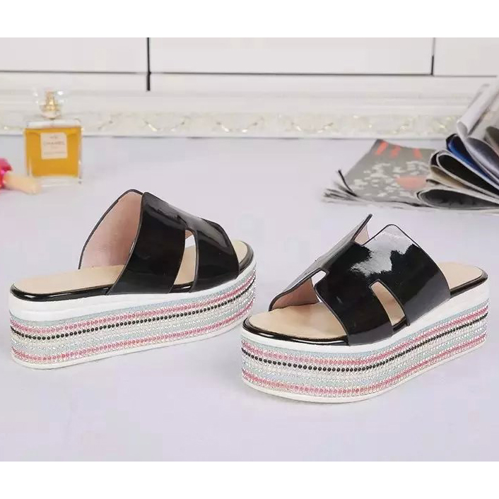 2015 hermes women new arrivals patent leather slippers