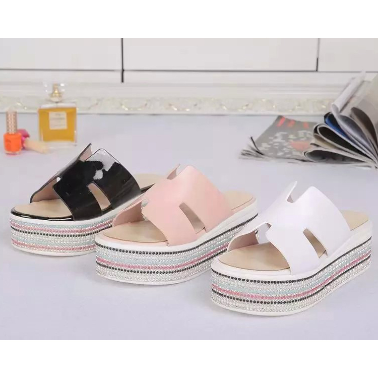 2015 hermes women new arrivals patent leather slippers