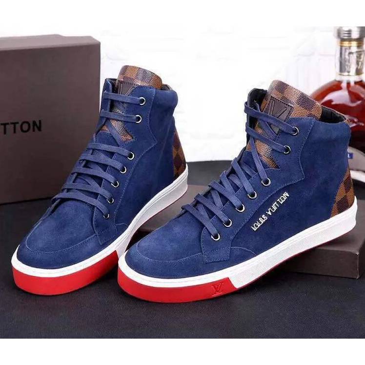 2015 louis vuitton men Nubuck high-top straps casual shoes