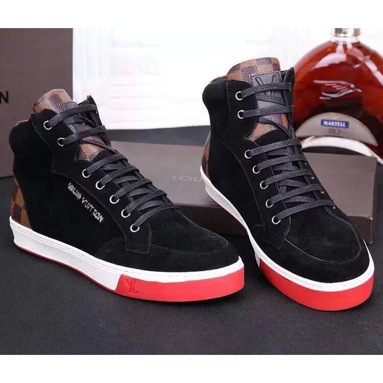 2015 louis vuitton men Nubuck high-top straps casual shoes