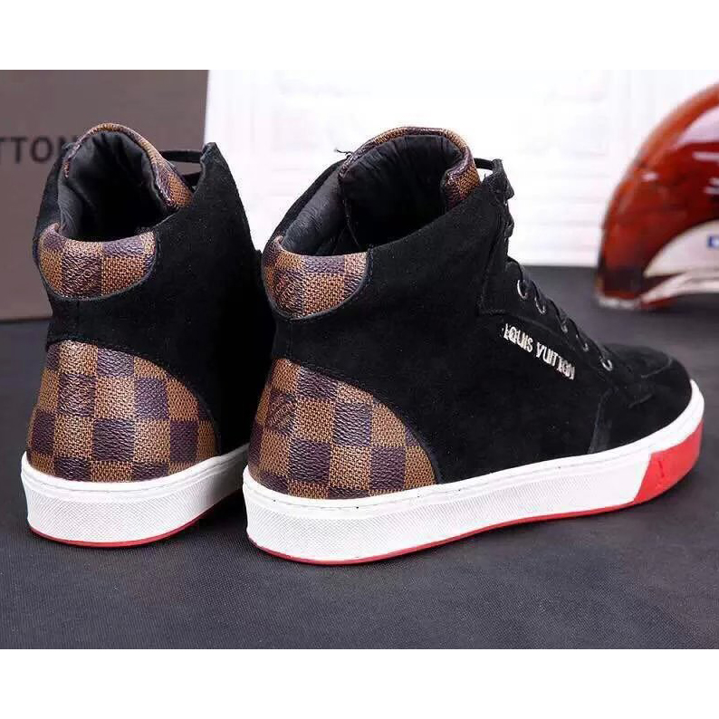 2015 louis vuitton men Nubuck high-top straps casual shoes