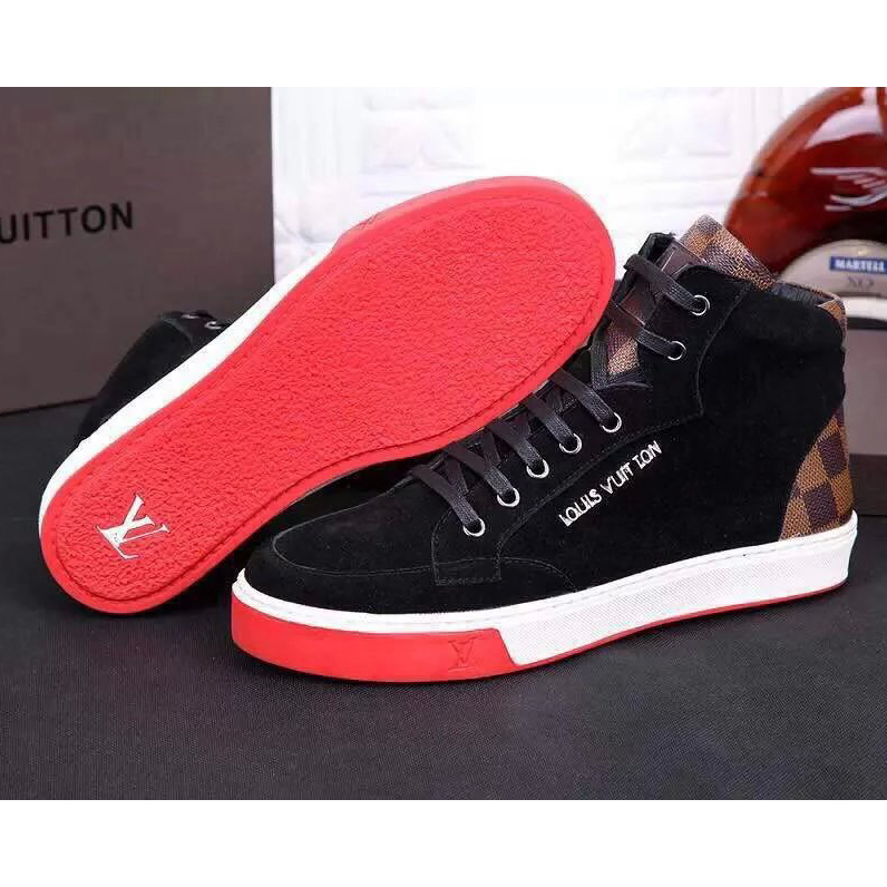 2015 louis vuitton men Nubuck high-top straps casual shoes