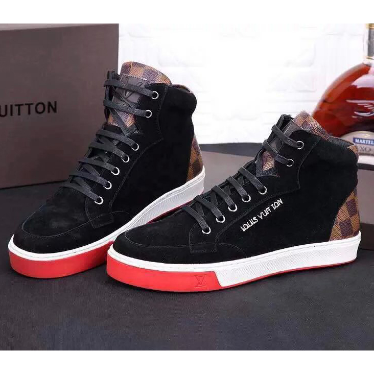 2015 louis vuitton men Nubuck high-top straps casual shoes