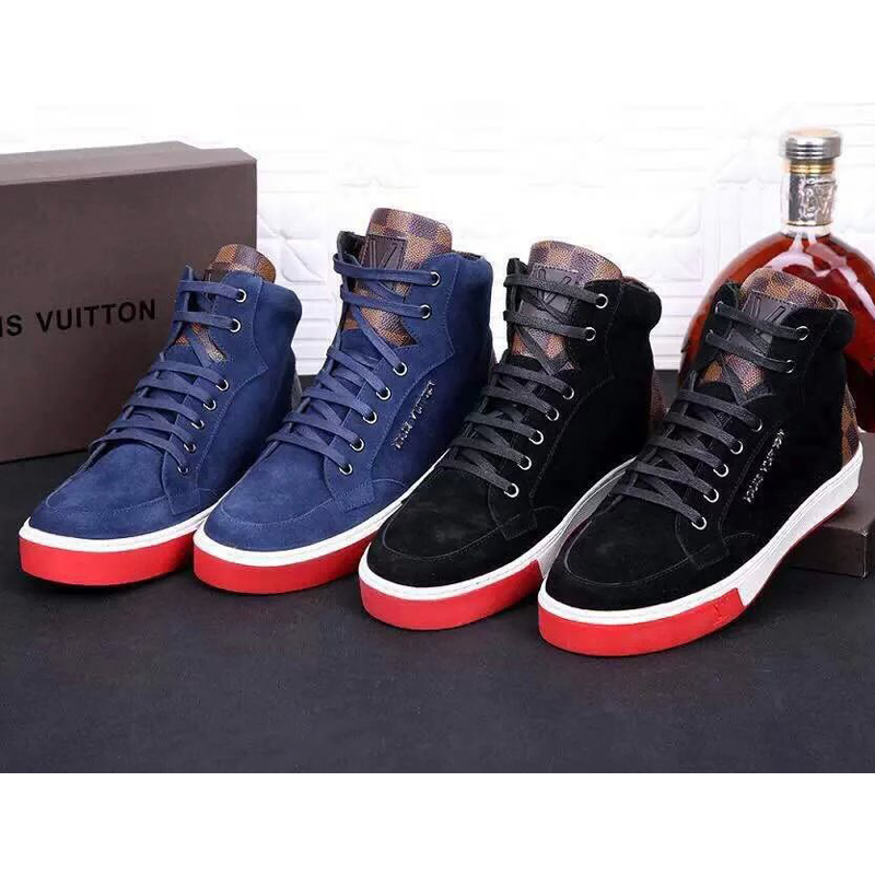 2015 louis vuitton men Nubuck high-top straps casual shoes