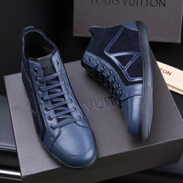 2015 louis vuitton men Nubuck leather high-top casual shoes