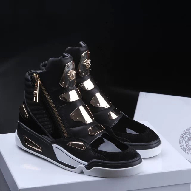 2015 versace men patent leather toe High-top Casual shoes