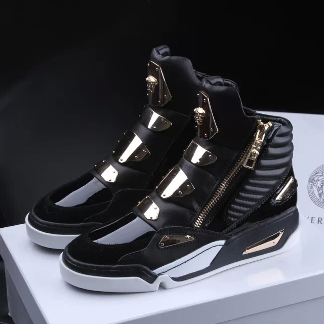 2015 versace men patent leather toe High-top Casual shoes