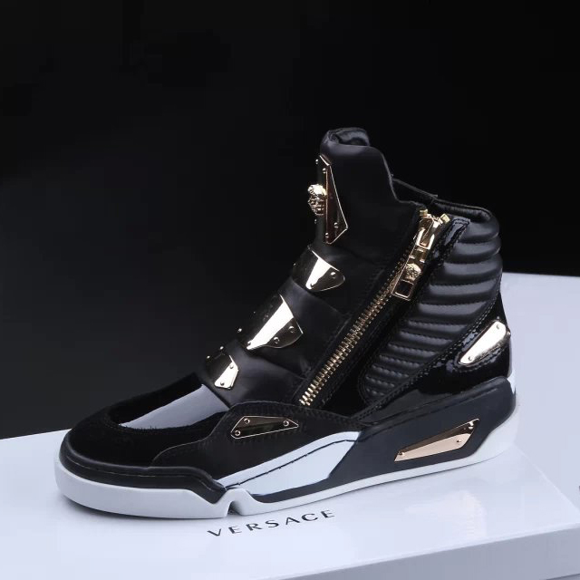 2015 versace men patent leather toe High-top Casual shoes