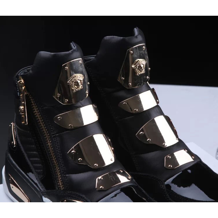 2015 versace men patent leather toe High-top Casual shoes