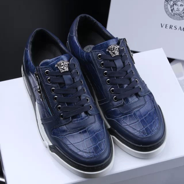 2015 versace men stone stripes leather Casual shoes