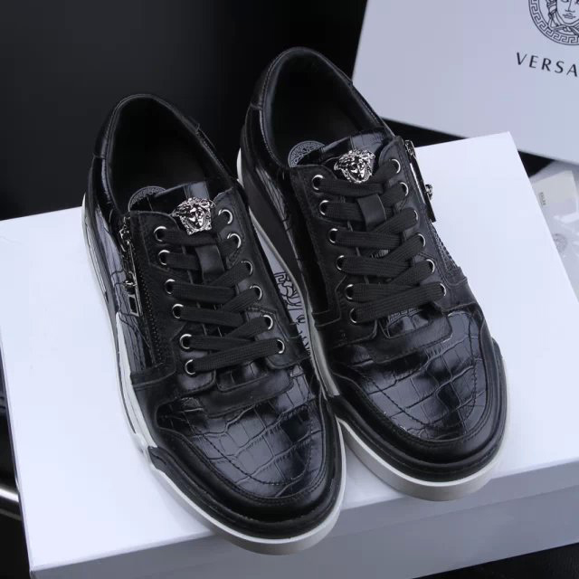 2015 versace men stone stripes leather Casual shoes