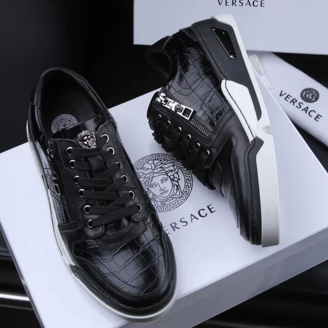 2015 versace men stone stripes leather Casual shoes