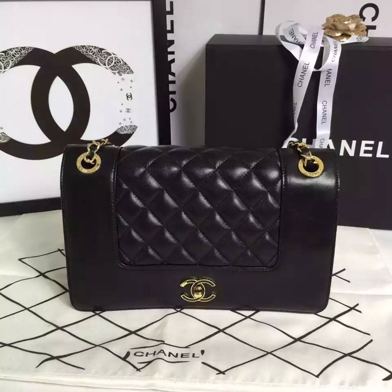 2016 Boy Chanel Flap Shoulder Bag Sheepskin Leather A1875 Black