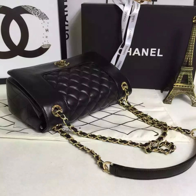 2016 Boy Chanel Flap Shoulder Bag Sheepskin Leather A1875 Black