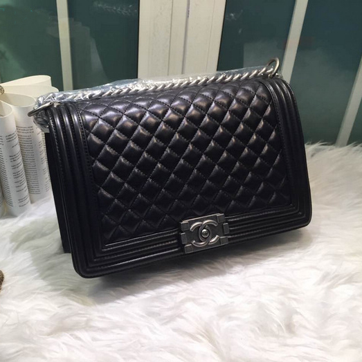 2016 Boy Chanel Flap Shoulder Bag in Original sheepskin Leather A67088 Black