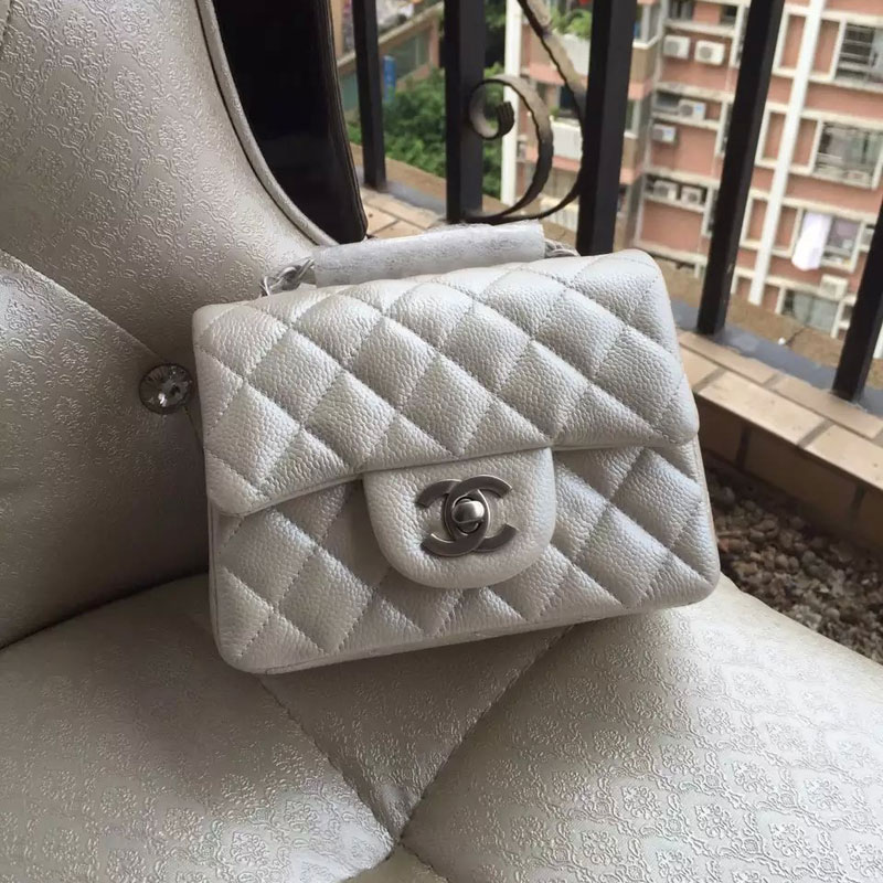 2016 Chanel 1115 mini Classic Flap Bag Original Leather Silver with Silver