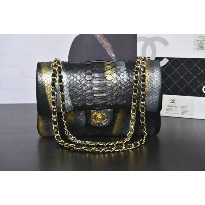 2016 Chanel 2.55 Series Flap Bag Real Python Leather 1112 with Gold