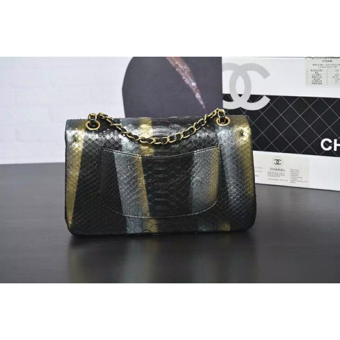 2016 Chanel 2.55 Series Flap Bag Real Python Leather 1112 with Gold