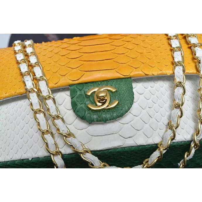 2016 Chanel 2.55 Series Flap Bag Real Python Leather 1112 with Gold