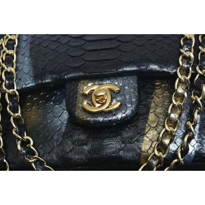 2016 Chanel 2.55 Series Flap Bag Real Python Leather 1112 with Gold