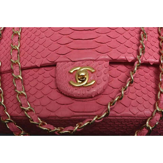 2016 Chanel 2.55 Series Flap Bag Real Python Leather 1112 with Gold