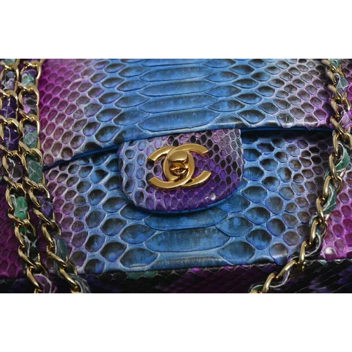 2016 Chanel 2.55 Series Flap Bag Real Python Leather 1112 with Gold