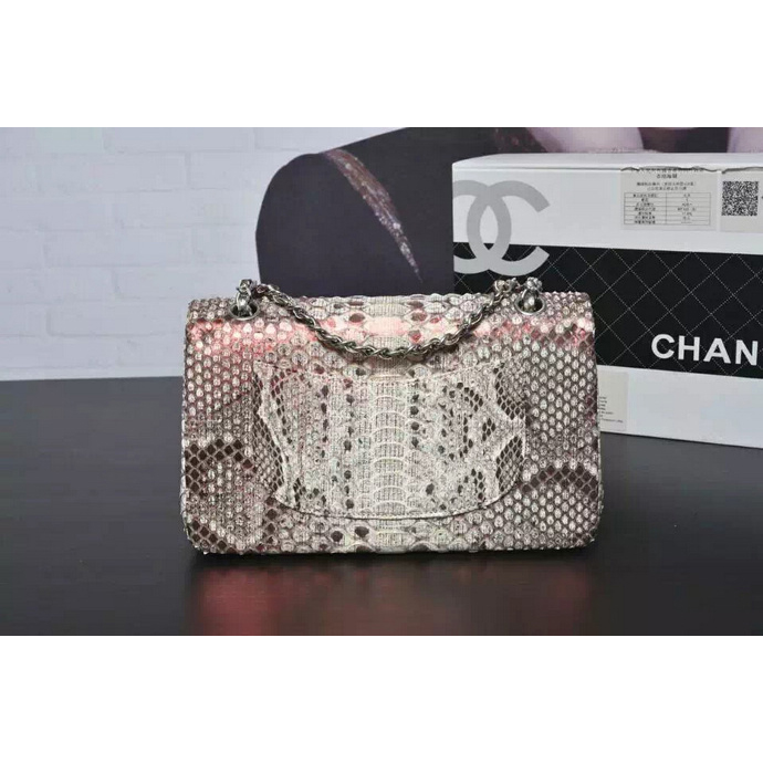 2016 Chanel 2.55 Series Flap Bag Real Python Leather 1112 with Silver