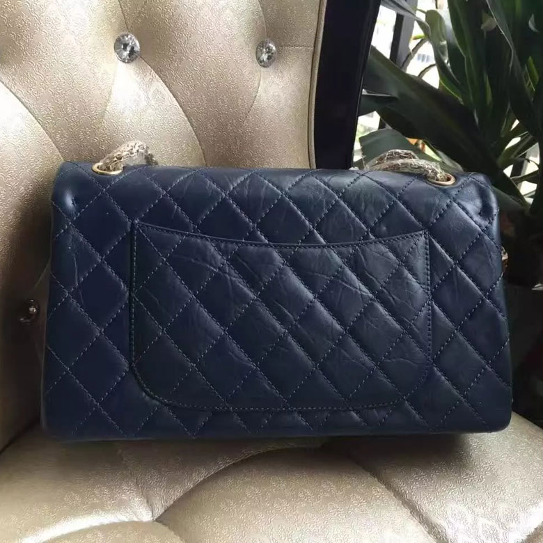 2016 Chanel A30226 Blue Original Glazed Crackled Leather Flap Bag Gold