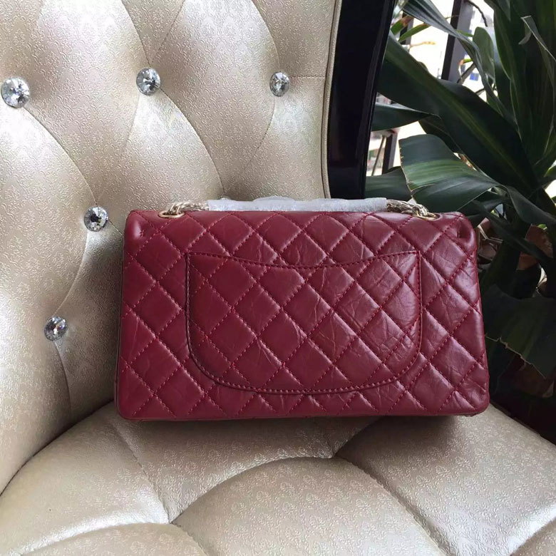 2016 Chanel A30226 Burgundy Original Glazed Crackled Leather Flap Bag Gold