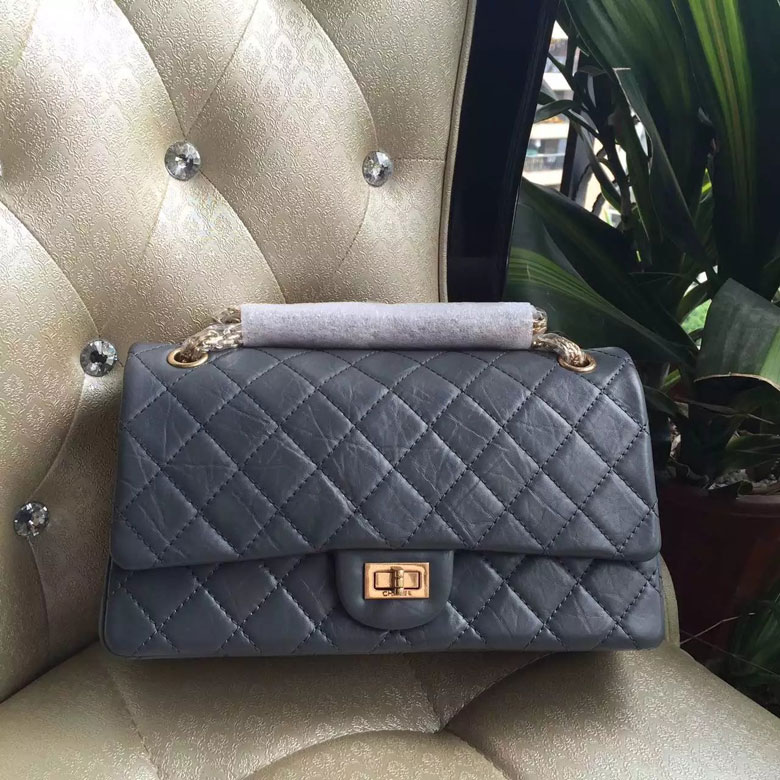 2016 Chanel A30226 Grey Original Glazed Crackled Leather Flap Bag Gold