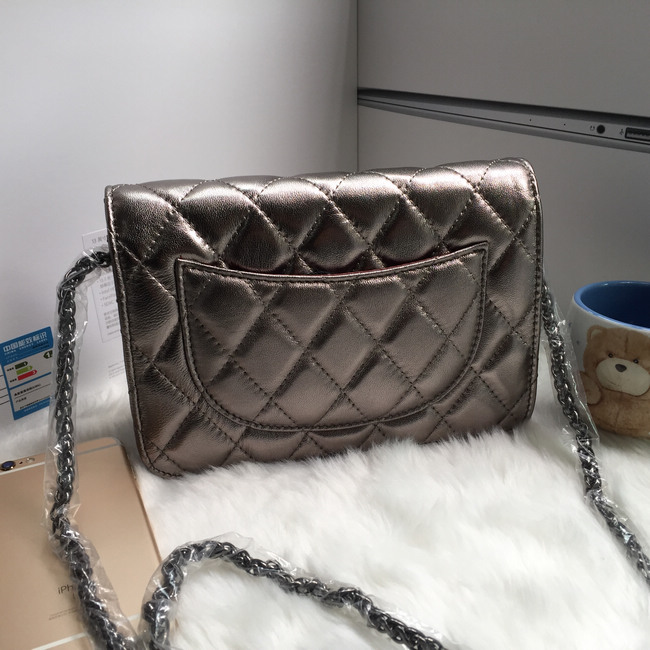 2016 Chanel A33814 Antique Sheekskin Leather Mini Flap Bag in Silver