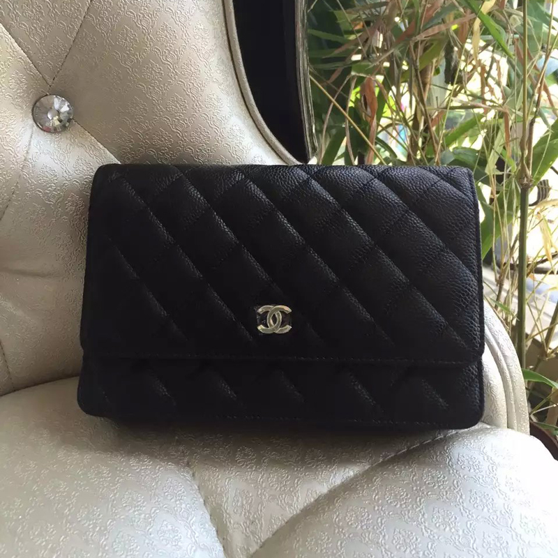 2016 Chanel A33814 Black Original Caviar Leather Mini Flap Bag