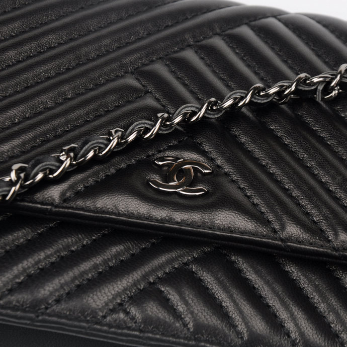 2016 Chanel A33814 Black Sheepskin Leather Mini Flap Bag