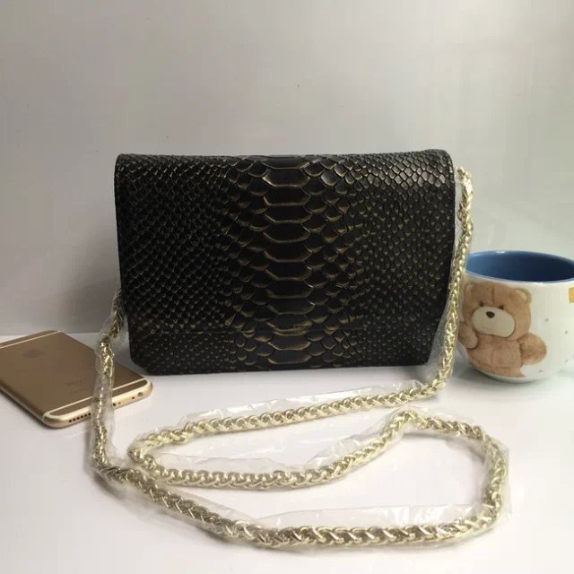 2016 Chanel A33814 Black Snake stripe leather mini Flap Bag