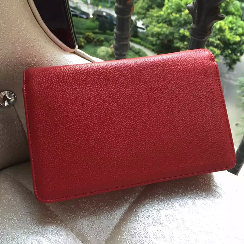 2016 Chanel A33814 Red Original Leather Mini Flap Bag Silver