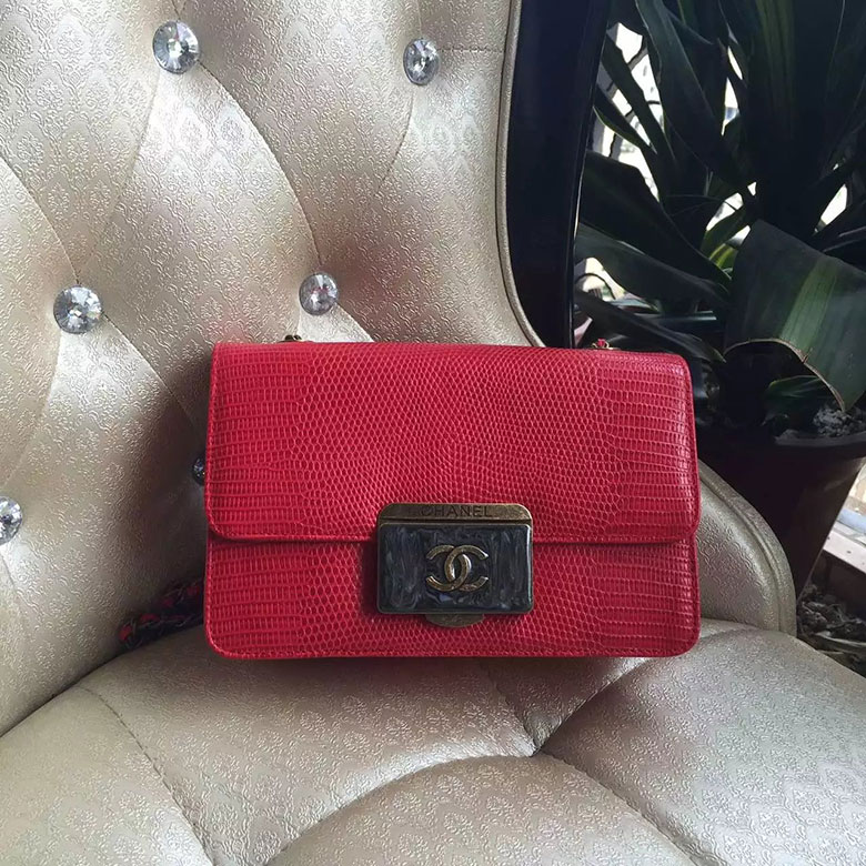 2016 Chanel A60889 Flag Bag Original Leather Red with Brass hardware