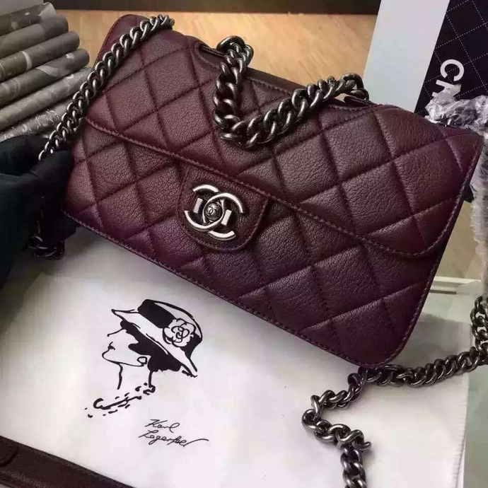 2016 Chanel A68320 Flap Shoulder Bag Original Deer Leather Claret