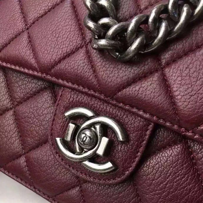 2016 Chanel A68320 Flap Shoulder Bag Original Deer Leather Claret