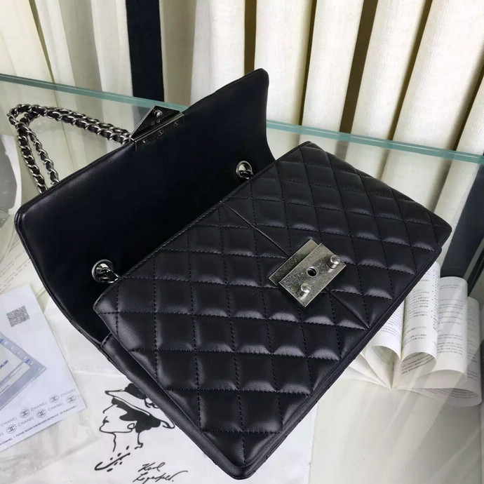 2016 Chanel A76088 Flag Bag Original lambskin Leather Black