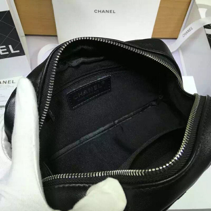 2016 Chanel A80910 Sheepskin leahter Cosmetic Bag Black