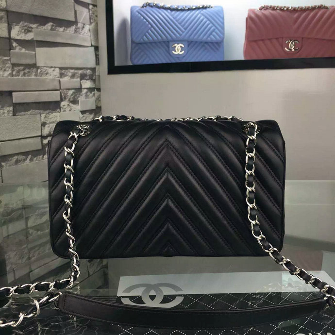 2016 Chanel A92085 Shoulder Bag Original lambskin Leather Black with Silver