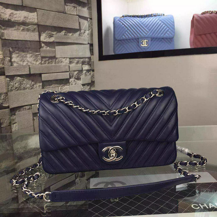 2016 Chanel A92085 Shoulder Bag Original lambskin Leather Blue with Silver