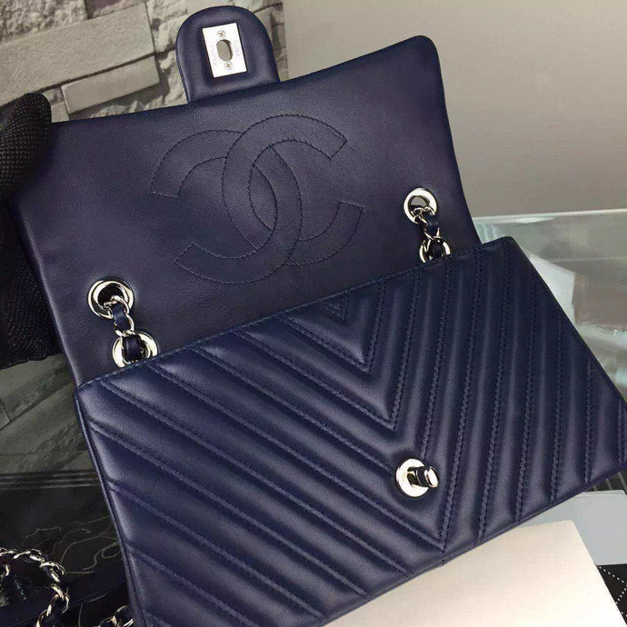 2016 Chanel A92085 Shoulder Bag Original lambskin Leather Blue with Silver