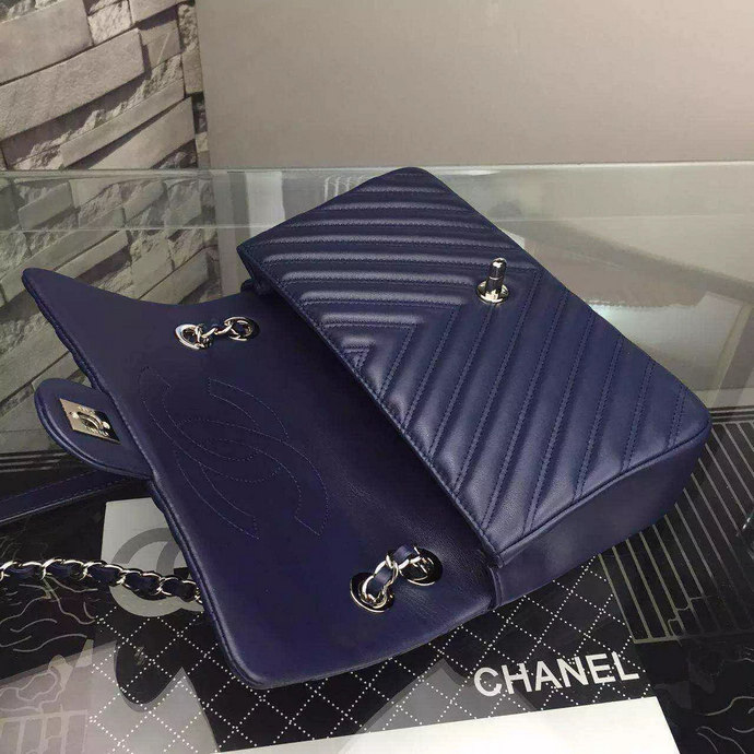 2016 Chanel A92085 Shoulder Bag Original lambskin Leather Blue with Silver